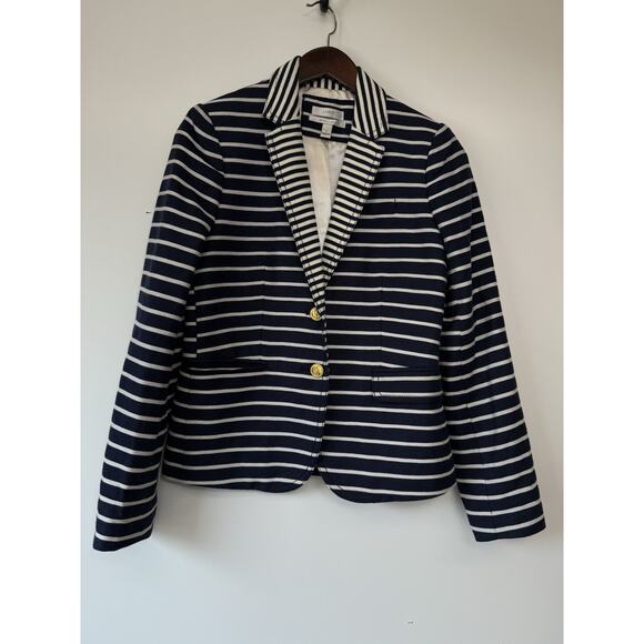 J Crew Schoolboy Size 2 Blazer Navy Striped Preppy Old Money Nautical Academia - Picture 5 of 12